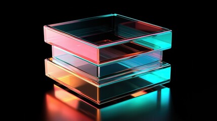 Poster - Captivating 3D Render of Stacked Translucent Geometric Shapes with Vibrant Colors
