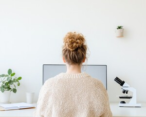 Aufkleber - Focused High School Student Engaged in Digital Learning at Home with Science Tools