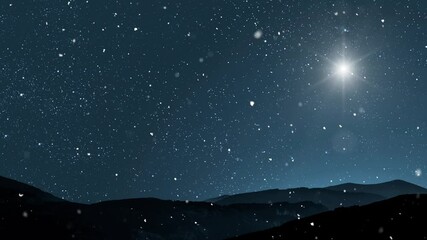 Wall Mural - winter christmas background with falling snow at night