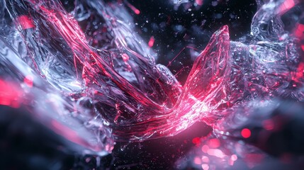 Poster - Striking 3D Abstract Artwork Featuring Fluid Shimmering Textures and Dynamic Light Play