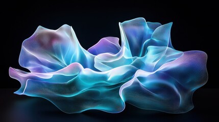 Poster - Captivating 3D Abstract Artwork Showcasing Fluid Shapes and Vibrant Color Gradients