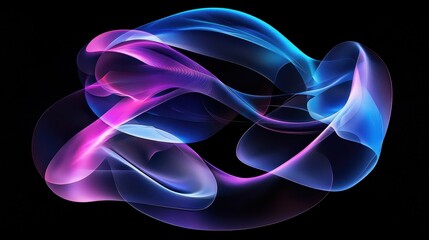 Poster - Striking 3D Abstract Art with Colorful Swirls and Fluid Motion on a Dark Background