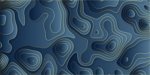 Poster - paper cut 3d render topography abstract, beautiful blue background. geometric map relief texture wit