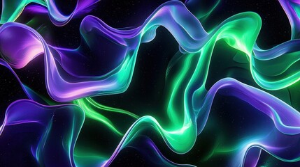 Poster - Striking 3D Abstract Artwork with Fluid Shapes and Vibrant Colors in a Surreal Composition