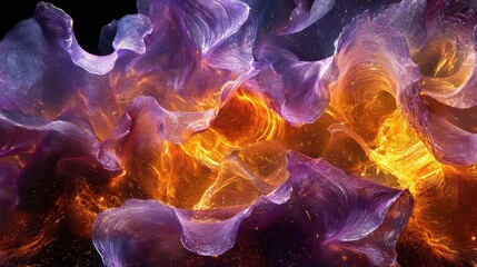 Poster - Visually Striking 3D Abstract Artwork Featuring Fluid Shapes and Vibrant Color Gradients