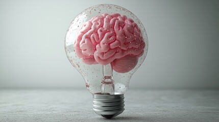 Poster - Light bulb with brain inside, conceptual idea of creativity and innovation