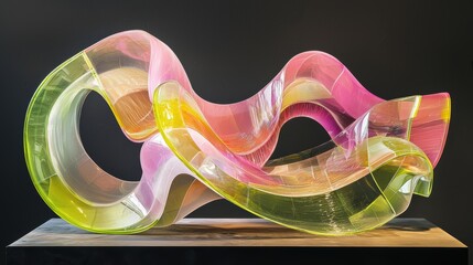 Poster - Dynamic Transparent Curves in Glossy Material Showcasing Fluid Form and Contemporary Design