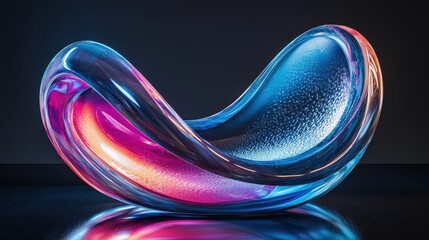 Poster - Dynamic Transparent Glossy Curves in a Futuristic Material with Vibrant Color Highlights