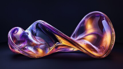 Poster - Dynamic Transparent Glossy Curves of Material with Colorful Highlights and Fluid Motion