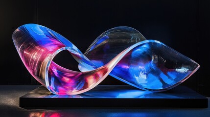Poster - Dynamic Transparent Glossy Curves of Material with Vibrant Light Reflections