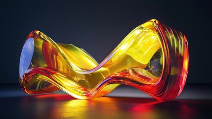 Poster - Dynamic Transparent Glossy Material with Curves and Colorful Light Effects