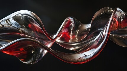 Poster - Dynamic Transparent Glossy Material with Waves and Curves in a Modern Artistic Representation