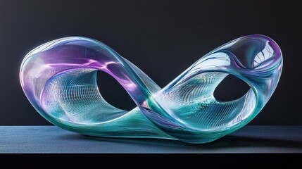 Poster - Dynamic Transparent Curves of Glossy Material in an Abstract Art Design