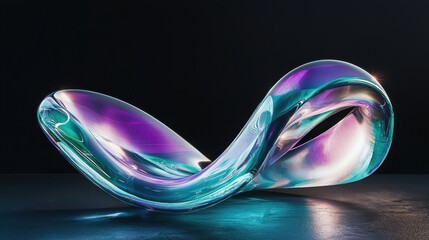 Poster - Dynamic Curves of Transparent Glossy Material in Captivating Light Display