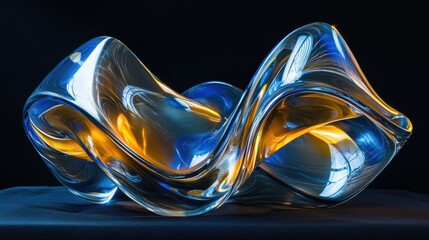 Poster - Elegant Transparent Glossy Sculpture with Dynamic Curves in Vibrant Colors and Smooth Finish