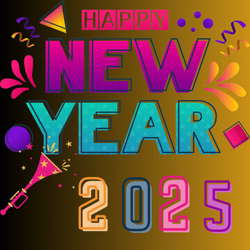 Happy new year 2025 celebration ,new year 2025 colorful text,new year logo 2025 minimalist colored number,happy new year,design template for new year celebrations,2025 calendar,social media post,