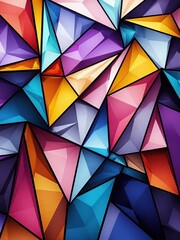 Wall Mural - Colorful crystal triangles creating vibrant geometric pattern