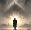 © BetiBup33 - Illustration of man in suit silhouette with dramtaic background.