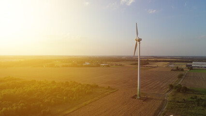 Wall Mural - Drone view of wind turbine farm generating renewable energy