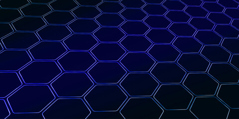 Aufkleber - Glowing hexagonal pattern perspective digital background