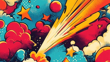Wall Mural - Vibrant abstract background in comic pop art style, halftone dot pattern