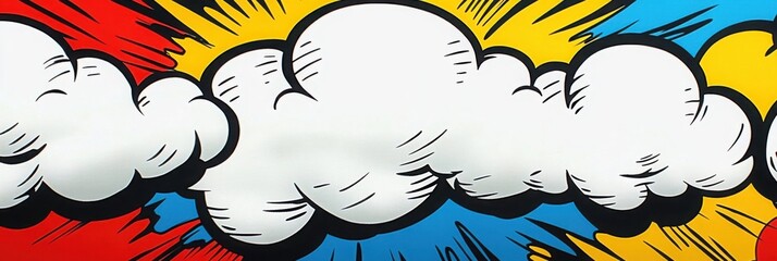Wall Mural - A vibrant collection of colorful speech bubbles in a comic book pop art style, showcasing various sizes and shapes on a contrasting background, perfect for creative design projects
