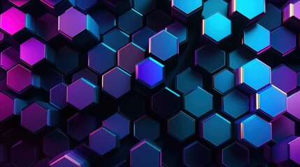 Poster - Intricate Arrangement of Hexagonal and Diamond-Shaped Blocks in Vibrant Colors and Patterns