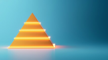 Poster - leadership and infrastructure in pyramid concept. glowing pyramid with layered design on a blue back