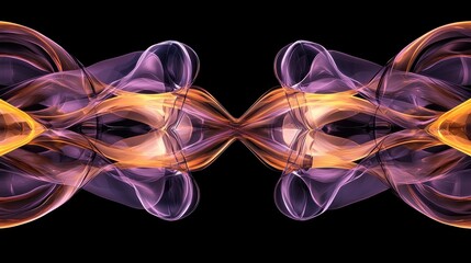 Poster - Intricate Overlapping Loops of Translucent Material in Vibrant Colors on a Dark Background