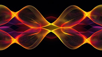 Poster - Intricate Overlapping Loops of Translucent Material in Vibrant Colors on a Dark Background