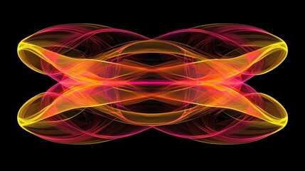 Poster - Intricate Overlapping Loops of Translucent Material in Vibrant Pink and Yellow Hue