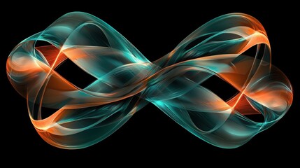 Poster - Intricate Overlapping Loops of Translucent Material in Vibrant Colors on a Black Background