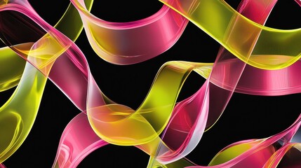 Poster - Translucent Intricate Loops of Colorful Material in Overlapping Patterns Against Dark Background