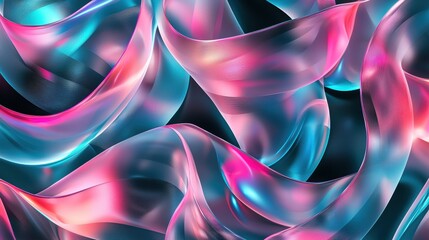 Poster - Intricate Overlapping Loops of Translucent Material in Vibrant Colors and Patterns