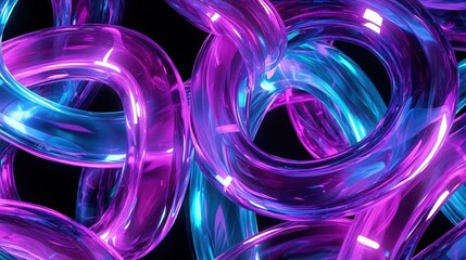 Poster - Intricate Overlapping Loops of Translucent Material in Vibrant Colors