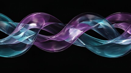 Poster - Intricate Overlapping Loops of Translucent Material in Vibrant Colors on a Black Background