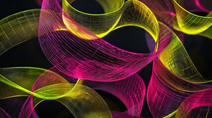 Poster - Intricate Overlapping Loops of Translucent Material in Vibrant Colors for Creative Projects