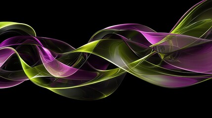 Poster - Intricate Overlapping Loops of Translucent Material in Vibrant Colors on a Black Background
