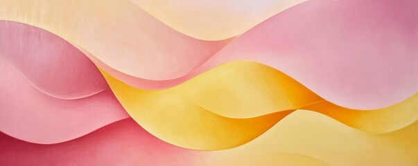 Poster - Abstract waves of pink and yellow with smooth gradients, artistic design concept