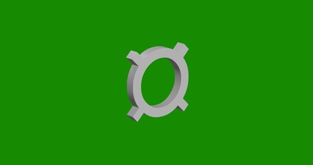 Poster - Isolated realistic white currency sign front view with shadow. 3d illustration on green chroma key background