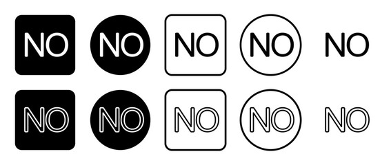 Poster - icon set of no symbol. filled, outline, black and white icons set, flat style. illustration on trans