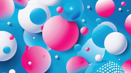 Wall Mural - Bright Pink and Blue 3D Abstract Sphere - a vibrant and modern geometric background. The dynamic interplay of colors creates a striking and engaging visual.