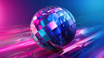 Wall Mural - Bright Pink and Blue 3D Abstract Sphere - a vibrant and modern geometric background. The dynamic interplay of colors creates a striking and engaging visual.