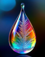 Wall Mural - Water drop with reflection on colorful bokeh background. Vector illustration.