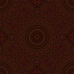 Poster - Seamless polygon mandala mosaic pattern background art - geometrical dark abstract kaleidoscope bohemian vector wallpaper