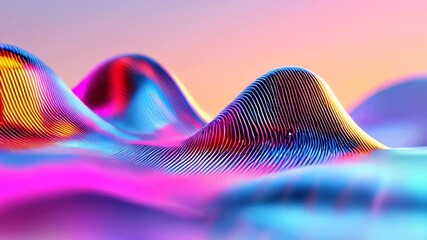 Poster - Colorful abstract waves with textured patterns in vibrant hues, creating a striking 3D effect and a sense of rhythm and form.