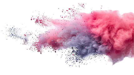 Wall Mural - Pink, Grey, Red colours powder exploding isolated on a transparent background