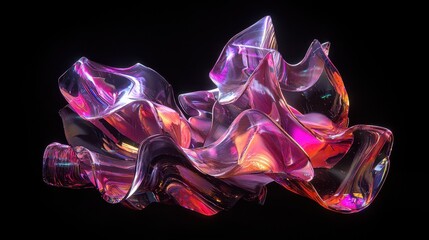 Poster - Glossy 3D Abstract Scene Featuring Flowing Structures in Vibrant Colors