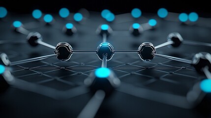 Poster - a highly detailed nanomaterial structure, showcasing intricate lattice design, glowing with advanced