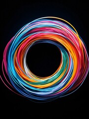 Poster - Fabrication of nanowires for high-efficiency electronics, photographed as an intense action shot, bright neon lab colors dominating the frame